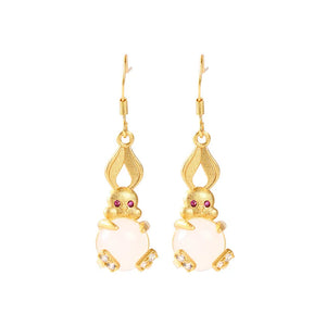 Rabbit Drop Earrings Natural Agate Stone Dangle