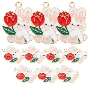 Rabbit Key Charms Bunny Year Chains Pendant Keychain Bracelet Kit