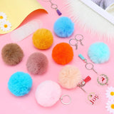 Rabbit Plush Ball Keychain Women Girl Pendant Keyring Pompom Key Chain Bag