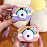 Rabbit Strawberry Rainbow Camera Keychain Girls Accessories