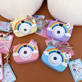 Rabbit Strawberry Rainbow Camera Keychain Girls Accessories