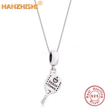 Racket Necklace 925 Sterling Silver Beach Tennis Pendant Box Necklace