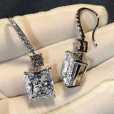 Radiant Cut 3ct Diamond cz Earrings 925 Sterling Silver Dangle Earrings