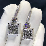 Radiant Cut 3ct Diamond cz Earrings 925 Sterling Silver Dangle Earrings