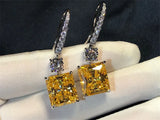 Radiant Cut 3ct Diamond cz Earrings 925 Sterling Silver Dangle Earrings