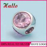 Radiant Droplet Pink CZ Nature Stone Bead Bracelet Plata 925 Argent 925