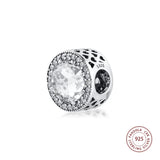 925 Silver Clear CZ Crystals Beads DIY Bracelet Charms