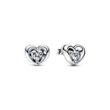 925 Silver Radiant Heart Floating Stone Pendant Necklace for Women