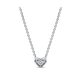 925 Silver Radiant Heart Floating Stone Pendant Necklace for Women