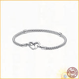 925 Silver Time Chain Bracelet Radiant Heart Gift Set Original Charm DIY