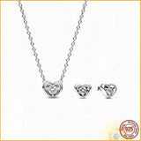 925 Silver Time Chain Bracelet Radiant Heart Gift Set Original Charm DIY