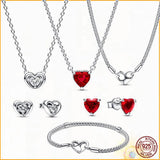 925 Silver Time Chain Bracelet Radiant Heart Gift Set Original Charm DIY