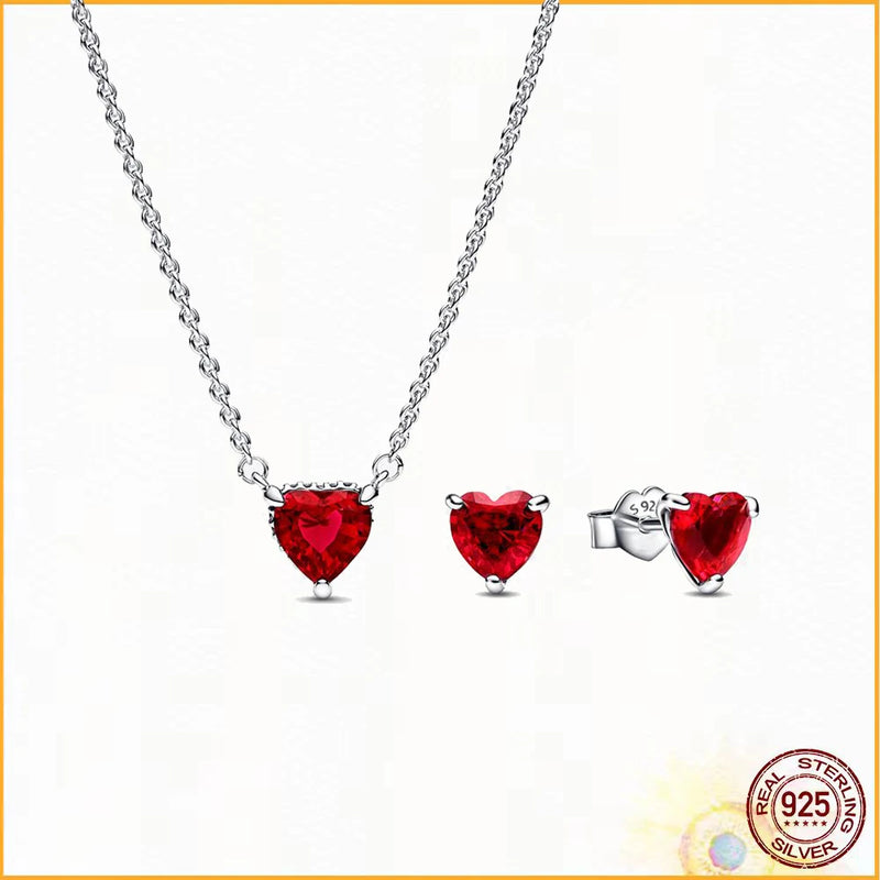 925 Silver Time Chain Bracelet Radiant Heart Gift Set Original Charm DIY