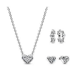 925 Silver Radiant Heart Necklace Floating Stone Pendant For Women