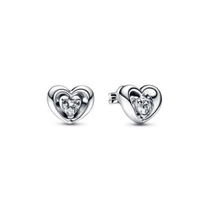 925 Silver Radiant Heart Necklace Floating Stone Pendant For Women