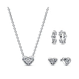 925 Silver Radiant Heart Necklace Floating Stone Pendant