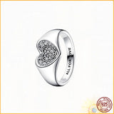 Radiant Heart Pav? Signet Ring 925 Sterling Silver Women's Anniversary Jewelry