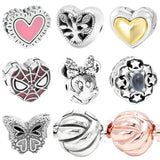 Radiant Heart Spider Moon & Star Mouse Clasp 925 Silver Bracelet