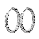 Clear CZ Radiant Hearts Hoop Earrings 925 Silver & Rose Golden Round Shape