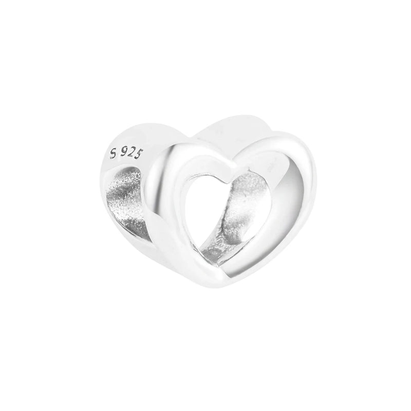 925 Silver Open Heart Charm Keychain & Flower Bracelet for Women