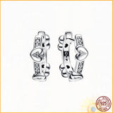Sparkling Hearts Hoop Earrings 925 Sterling Silver Gift