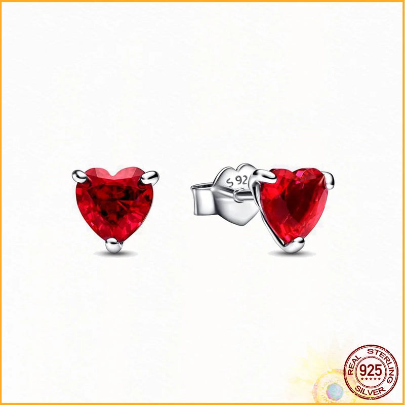 Sparkling Hearts Hoop Earrings 925 Sterling Silver Gift