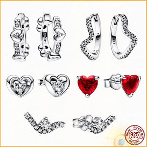 Sparkling Hearts Hoop Earrings 925 Sterling Silver Gift