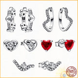 Sparkling Hearts Hoop Earrings 925 Sterling Silver Gift