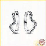 Sparkling Hearts Hoop Earrings 925 Sterling Silver Gift