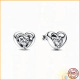 Sparkling Hearts Hoop Earrings 925 Sterling Silver Gift