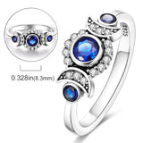 Radiant Sun Moon Heart Pav Signet Ring 925 Sterling Silver