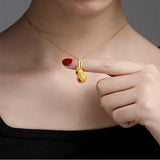 Rael 18K Gourd Pendant Pure Yellow Au750 Necklace Gift For Women