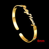 Raexrage 6mm Steel Name Bracelet Bangle Couple Statement Jewelry