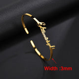 Raexrage 6mm Steel Name Bracelet Bangle Couple Statement Jewelry