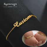 Raexrage Name Bracelet Stainless Steel Letter Link Chain Women Girls