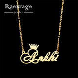 Raexrage Crown Name Pendant Necklace Personalized Nameplate