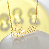 Raexrage Crown Name Pendant Necklace Personalized Nameplate