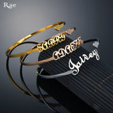 Raexrage Name Bracelet Bangle Stainless Steel Nameplate Bracelet
