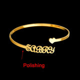 Raexrage Name Bracelet Bangle Stainless Steel Nameplate Bracelet