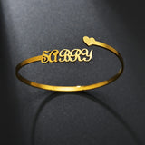 Raexrage Name Bracelet Bangle Stainless Steel Nameplate Bracelet
