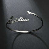 Raexrage Name Bracelet Bangle Stainless Steel Nameplate Bracelet