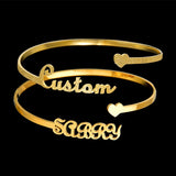 Raexrage Name Bracelet Bangle Stainless Steel Nameplate Bracelet