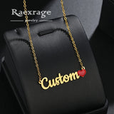 Raexrage Red Heart Name Necklace for Women Personalized Love Jewelry
