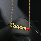 Raexrage Red Heart Name Necklace for Women Personalized Love Jewelry