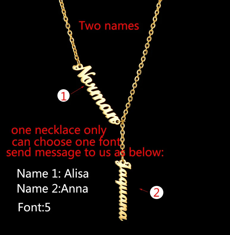 Raexrage Two-three Names Necklace Stainless Steel