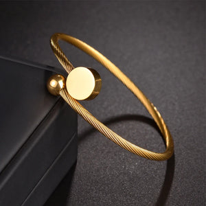 Personalized Heart Star Bangle Stainless Steel Bracelet