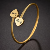 Personalized Heart Star Bangle Stainless Steel Bracelet