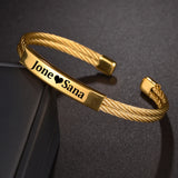Personalized Heart Star Bangle Stainless Steel Bracelet