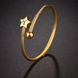 Personalized Heart Star Bangle Stainless Steel Bracelet