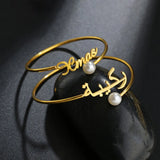 Personalized Arabic Name Bracelet Bangle Stainless Steel Women Girls
